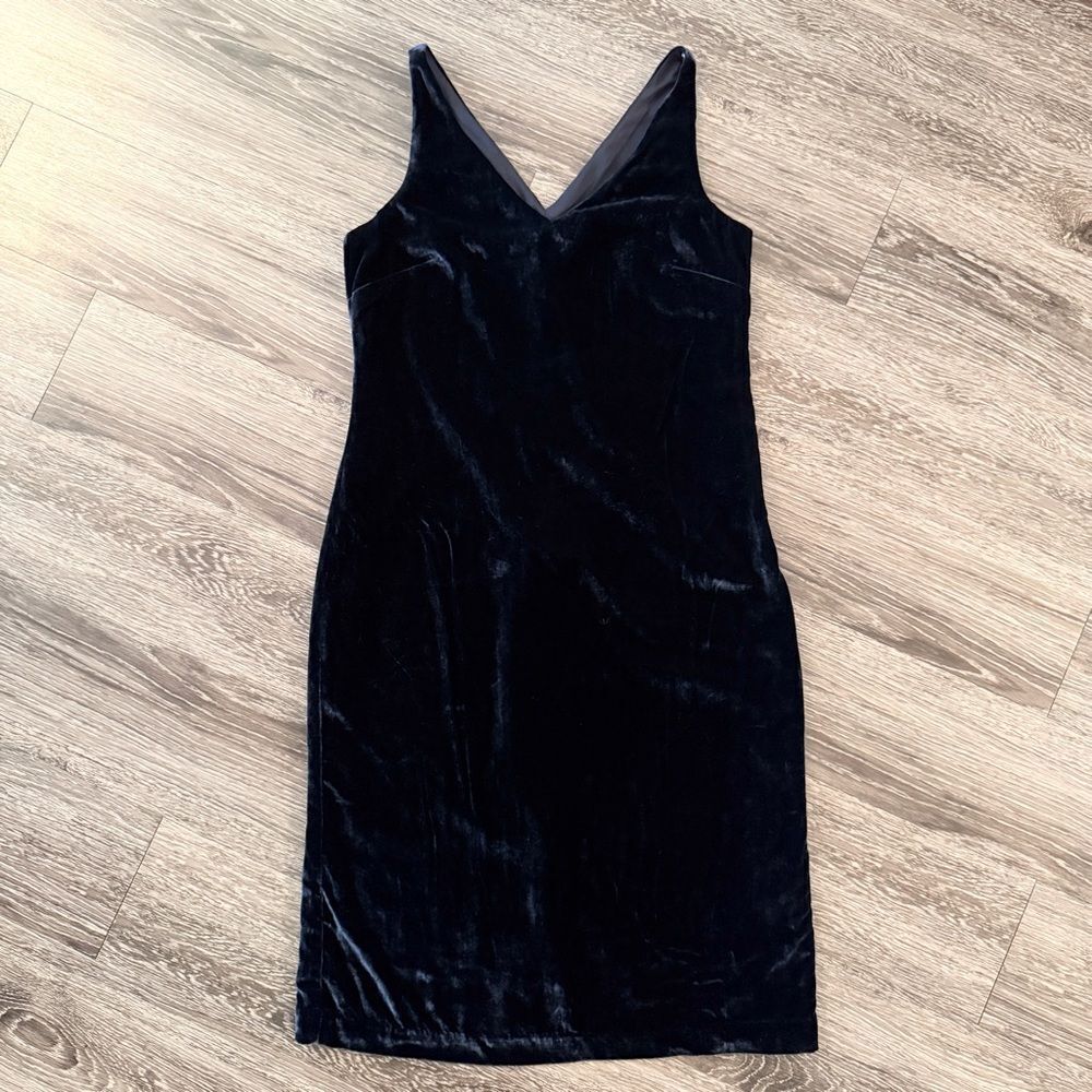 Banana Republic Navy Velour Midi Dress